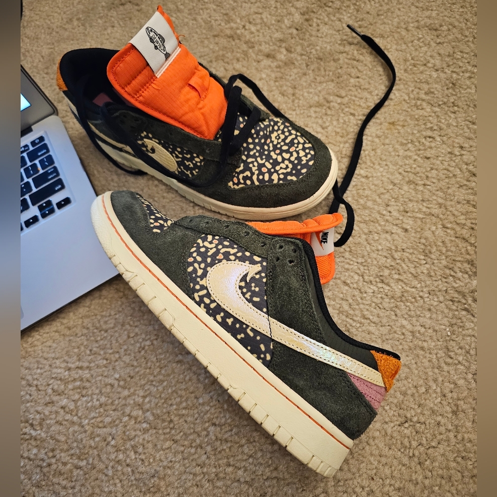 🍊orange speckle-toe fishbone Nike 1's